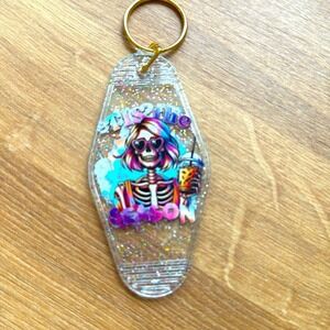 Halloween‎ Skeleton Motel Keychains Glitter Acrylic Spooky Gothic Retro